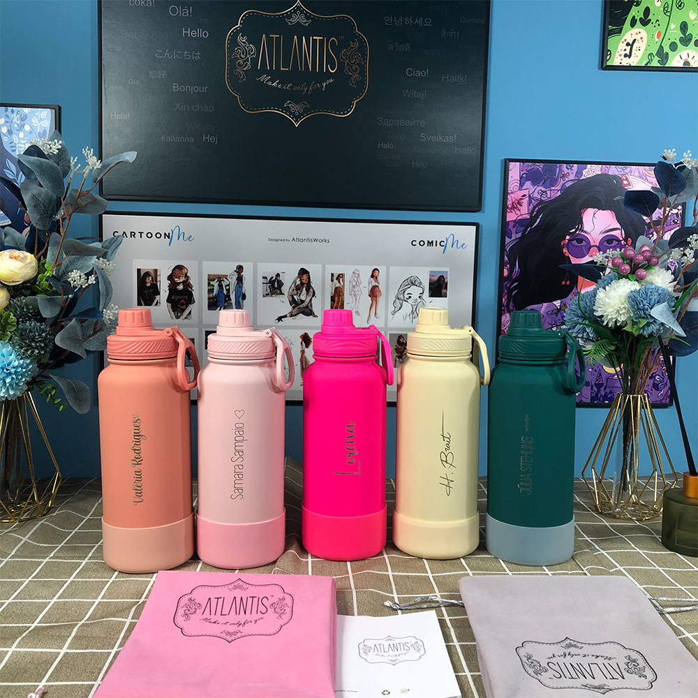 1000ML Water Bottle | Stainless Steel Vacuum Insulated Flask | Thermos Tumbler | BPA Free | Personalised Gift